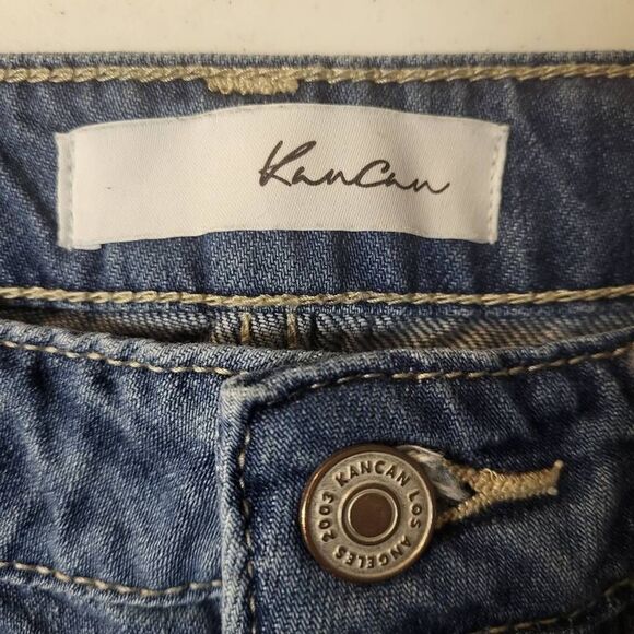 Kancan Boyfriend Distressed Low Rise Skinny Denim Jeans Medium Wash Size 3/25 - Picture 7 of 12